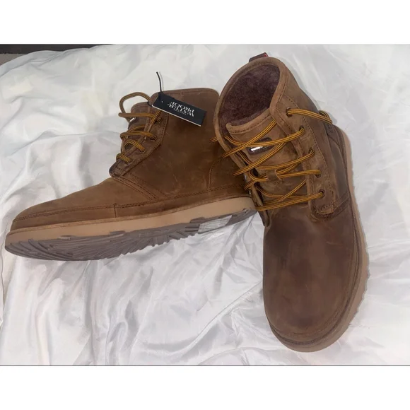New UGG Men’s 10 Outdoor Luxe Waterproof Leather Fleece Lined Winter Boots NWT - Picture 2 of 10
